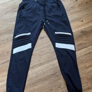 Men's navy blue Jogger Pants with White Accents